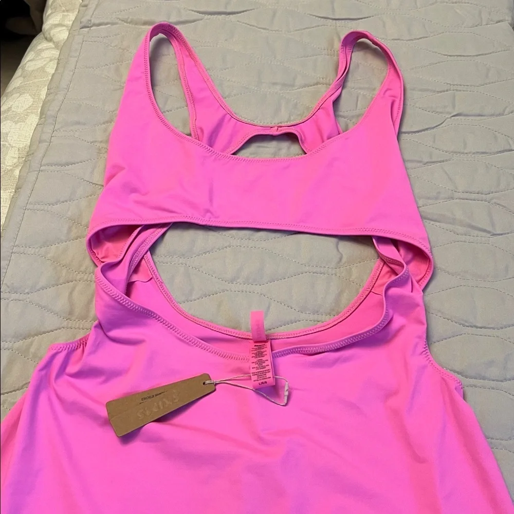 NWT Skims Recycled Swim Cut Out Tank Dress in PINK
